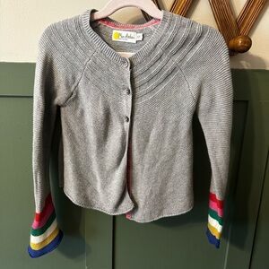 Biden Girls Gray Sweater with Colorful Stripes
